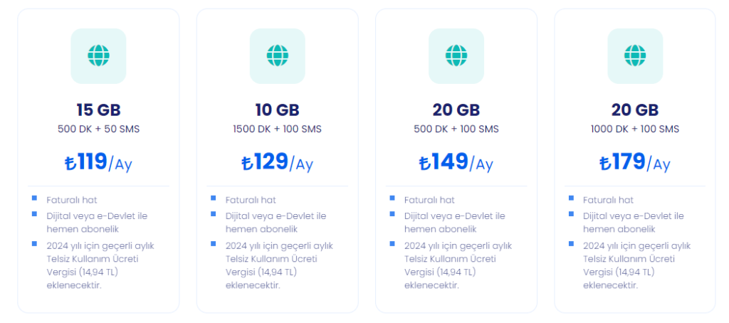 Ekim 2024 itibari ile örnek fiyatlandırma